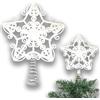 SHATCHI Puntale per albero di Natale a forma di stella glitterata bianca da 14,5 cm, infrangibile, per decorazioni per albero di Natale, albero di Natale, corona e ornamento per le vacanze