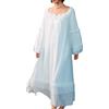 SINGINGQWEEN - Camicia da Notte Vintage in Stile Vittoriano da Donna, a Maniche Lunghe, Abbigliamento da Notte e da casa, Bianco, Medium