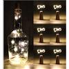 com-four® 6x Luci per Bottiglia a LED - Lucine in Sughero per Interni, per Bottiglie di Vino e Champagne Vuote - Mini Luci a LED con Funzionamento a Batteria (06 pezzi)