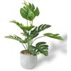 Leixi Piante artificiali in vaso, palma tropicale finta con steli di foglie verdi, pianta taxu alta 32 cm per scrivania da ufficio, giardino, casa, bagno, decorazione davanzale
