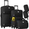 Monzana® Valigie Morbide Set 5 pezzi Trolley con Ruote Valigia in Stoffa con Beauty Case Manico Telescopico Bagaglio Nero