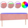 vidaXL Testata LED rosa 163x16x78/88 cm in velluto