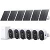 aosu Cámara de Vigilancia 2K Exterior Solare Kit 6 Cámaras con Aosubase 2.0 Sin Suscripción 32GB Almacenamiento Local Cámara Inalámbrica Sensor PIR Alarma Luz Audio Bidireccional Visión Nocturna