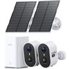 aosu Cámara de Vigilancia 2K Exterior Solare Kit 2 Cámaras con Aosubase 2.0 Sin Suscripción 32GB Almacenamiento Local Cámara Inalámbrica Sensor PIR Alarma Luz Audio Bidireccional Visión Nocturna