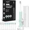 YTEATH PRO Spazzolino elettrico sonico per adulti e bambini, 5 modalità di pulizia con 3 livelli di intensità, timer, 8 testine di ricambio e custodia da viaggio, ricaricabile Sonic Toothbrush nero