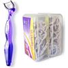 T.Smile NoFuss - Kit filo interdentale per anziani, manico lungo 12,7 cm e testine di ricarica, filo interdentale morbido flessibile delicato sulle gengive sensibili, senza fluoro, (manico viola + 100