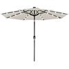 BAKAJI Ombrellone da Giardino Diametro 270 cm con Luci Led e Sistema Antivento, Parasole da Esterno con 8 Ribs Stecche, Airvent, Ideale per Bar, Ristorante, Patio, Balcone, Apertura Manovella (Ecru)