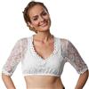 dressforfun Camicetta Dirndl Bianco, Camicia Bianca Donna, Camicetta Donna Oktoberfest, Costume Bavarese Aderente, Top Tradizionale Tirolese, Maniche a Fiori in Pizzo, Taglie Varie - L - Bianco