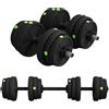 SPORTNOW Set Bilanciere Palestra 2 in 1 Regolabili da 20 kg, Set Manubri Regolabili con Impugnatura Antiscivolo, per Allenamento Fitness in Casa, Nero e Verde