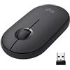 Logitech Pebble Mouse Wireless Con Bluetooth O Ricevitore Da 2.4 Ghz, Mouse Sottile Per Computer Con Clic Silenziosi, Per Laptop, Notebook, Ipad, Pc, Mac, Chromebook, Nero
