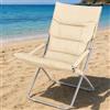 BAKAJI Spiaggina Pieghevole Portatile Sedia Canapone Sdraio Richiudibile Struttura in Tubolare di Alluminio Rivestimento in Tessuto Oxford Imbottito per Spiaggia Mare Campeggio (Beige)