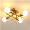Goeco Lampadario Oro Industriale Vintage, E27 Plafoniera da Soffitto Modern 4 Luci Lampada da Soffitto in Ferro per Camera da letto, Soggiorno, Cucina, Corridoio