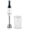 Bosch Serie 4 Frullatore a Immersione MSM4W210, 600 W, Impugnatura Ergonomica, Regolazione Dinamica della Velocità, 4 Lame in Acciaio Inox, Bicchiere Graduato Incluso, Piede in Acciaio Inox, Bianco