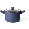 Guzzini - Cuocipasta Cook&Color 22 cm con Coperchio in Vetro, in Alluminio Forgiato con Rivestimento Ceramico Antiaderente, Compatibile con Induzione, Manico Ergonomico - Blu Navy - 096872210