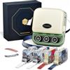 Phomemo P15 Ribbon - Mini stampante per etichette, Bluetooth, vintage, autoadesiva, con 4 rotoli di etichette, verde
