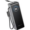 EF ECOFLOW EcoFlow Power Bank per computer portatile, 25000 mAh, 170 W, due cavi retrattili integrati da 100 W, caricabatterie portatile USB C da 100 W, caricabatterie da viaggio per iPhone 17/16/15, Samsung