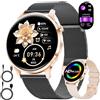 LIGE Smartwatch Donna 7,9mm Ultrafino 1,32" AMOLED Chiamate Bluetooth per Android iOS Orologio Intelligente Elegante Multisport Fitness,Monitor Frequenza Cardiaca e Sonno,Ciclo Mestrual,Nero oro
