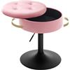 WOLTU Sgabello da Trucco Girevole, Sgabello Altezza Regolabile, Sedia da Bar Rotondo con Contenitore, Sedile in Velluto, Base in Metallo, per Cucina, Soggiorno, Rosa