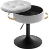 WOLTU Sgabello da Trucco Girevole, Sgabello Altezza Regolabile, Sedia da Bar Rotondo con Contenitore, Sedile in Velluto, Base in Metallo, per Cucina, Soggiorno, Grigio Chiaro