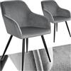 TecTake® Set 2 Sedie Sala da Pranzo Effetto Velluto, Sedie Soggiorno con Morbida Imbottitura, Seduta Ergonomica, Poltrone Velluto Versatili, Sedie Design Moderno - Grigio/Nero