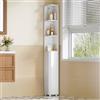 Hzuaneri Mobile da Bagno, Mobiletto Angolare per Bagno con Ante - Organizzatore Stretto per Water con Ripiano Regolabile, 3 Spazi Aperti e 2 Porte Laterali, 20 x 20 x 170 cm, Bianco BC30003X