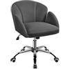 Yaheetech Sedia Ufficio Poltroncina Scrivania Cameretta in Velluto Imbottita Reclinabile a Donodolo Altezza Regolabile con Ruote Girevole Portata 136 kg Struttura in Metallo Galvanizzato Grigio Scuro