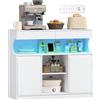Hzuaneri Credenza cucina con multipresa e luce LED, Mobile dispensa cucina, Mobiles con 2 cassetti e 2 ante, per Soggiorno, Cucinas, 30 x 100 x 85 cm, Bianco SC64903X