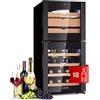 Klarstein Cantinetta Vino per Formaggi, Cantinetta Frigo Refrigerata con Vetrina, Frigo Bar con Display Digitale LED, Cantina Vino e Formaggi con Porta in Vetro, Controllo Temperatura, Igrometro 89L