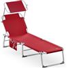 CASARIA® Lettino Ibiza 190x59cm Carico Max 150 Kg Pieghevole Sdraio Alluminio Prendisole Mare Giardino con Tettuccio Trasportabile