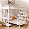 Kelodan Letto a castello 90x200 letto a soppalco con struttura in metallo e multistrato, colore: Bianco