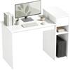 HOMCOM Scrivania Salvaspazio Moderna con Cassetto e Spazio per PC Tower, Scrivania con Scaffale in Legno, Tavolo Porta PC per Computer, per Ufficio, Studio e Camera da Letto, 108x50x82cm, Bianco