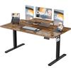 Devoko 180 x 80 cm Scrivania Regolabile in Altezza con Supporto per Monitor, Regolabile con 2 Altezze di Memoria, Per Camera da Letto, Studio, Ufficio, Marrone