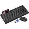 SABLUTE Set tastiera senza fili, tastiera silenziosa da 2,4 GHz con poggiapolsi, supporto per telefono, tasti multimediali, set wireless per Windows, Chrome OS, PC, laptop (batterie) (nero)