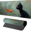 MEOSUEWI Tappetino Mouse Gatto Tappetino Scrivania 80x40cm, NeroTappetini Scrivania con Bordi Cuciti Impermeabile Antiscivolo Base Mouse Pad per Ufficio Migliora la Precisione e la Velocità, Regalo 1-1