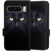 DeinDesign Custodia a portafoglio compatibile con Google Pixel 8 Pro Custodia per cellulare di similpelle nera Cover a libro Gatto Occhio Nero