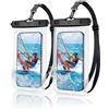 YOSH Custodia Impermeabile Smartphone 2 Pezzi, IPX8 Cover Subacquea, Porta Telefono Impermeabile Mare con Cordino per iPhone 17 16 15 14 13 Samsung S26 S25 S24 S23 Ultra Fino a 7,0 Nero