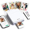 Nelko PP01 Stampante fotografica portatile con 100 fogli di carta e cartuccia d'inchiostro, stampa fotografica istantanea con retro adesivo per iOS/Android, mini stampante tascabile con divertente app
