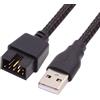 xiwai Cavo di intestazione maschio USB 2.0 tipo A a scheda madre interna a 9 pin 10 pin, prolunga con custodia, 20 cm, estensibile