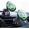 YOSH Supporto per auto con funzione di ricarica, doppio gancio in metallo e base 3M, per cruscotto o ventilazione, 15 W, per iPhone 16/15/14/13/12 per Samsung Pixel