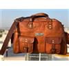 Fatto a mano Borsa In Pelle Travel Uomo Weekend Duffle Marrone Cabin Air, Mis. 16x12x7 in