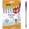 BIC Cristal Fun Penne colorate a punta larga (1,6 mm) - Colori assortiti, confezione da 8 (6+2 gratis)