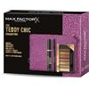 Max Factor, Cofanetto Regalo Donna Teddy Chic, Pochette in morbido tessuto teddy con Mascara 2000 Cal Black + Matita Occhi Khol Kajal 20 Black + Palette Ombretti Masterpiece Nude Golden