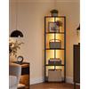VASAGLE Scaffale a 5 Ripiani, Libreria con LED Regolabili, Scaffale Angolare con Struttura in Acciaio, 24,8 x 48 x 146,6 cm, per Soggiorno Camera da Letto Studio, Nero Ebano LBC590B02