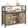 VASAGLE Credenza, Mobile da Cucina, Armadietto Organizzatore, con 2 Ante Scorrevoli, 33 x 100 x 80 cm, Ripiani Regolabili, Stile Country, per Soggiorno, Marrone Cammello e Nero Inchiostro LSC092B50