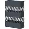 SONGMICS Porta Ombrelli in Metallo, Contenitore per Ombrelli con Vaschetta Scolapioggia, 28 x 12 x 41 cm, Rettangolare, Ritaglio a Grata, Grigio Antracite LUC02AG