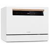 KLARSTEIN Lagoona - Mini Lavastoviglie a Posizionamento Libero, Classe F, Potenza: 1380 Watt, 6 Coperti, Consumo Idrico: 6,5 L, 7 Programmi + Asciugatura Extra, 49 dB, Pannello Touch Nero, Bianco