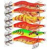 Generic XILILHC 6pcs Calamari Finti Gamberetti Calamari Gancio Jigging Esche da Pesca in Mare Set Polpo Esca Pesca delle Seppie(6pcs-3.0 Hook)