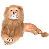 TE-Trend Peluche a forma di leone, XXL, giocattolo di peluche sdraiato, gatto grosso, gatto predatore, leone, 70 cm, marrone