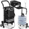 tectake® Carrello Spesa Shopper 3 in 1, Trolley Pieghevole con Borsa Termica per Surgelati, Carrello con Ruote Portatutto, Carrellino Spesa Con Ruote a Stella, Capacità max 30 kg / 56 L - Nero