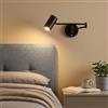 Alpinaluz Aplique da Parete con Interruttore Integrato, Braccio Estensibile Orizzontale e Testa Orientabile a 350°, Portalampada E27, Design Moderno in Ferro Nero per Illuminazione Interna in Camera